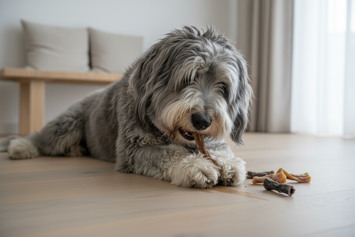 Bucăți de bully stick 250g, cadru lifestyle
