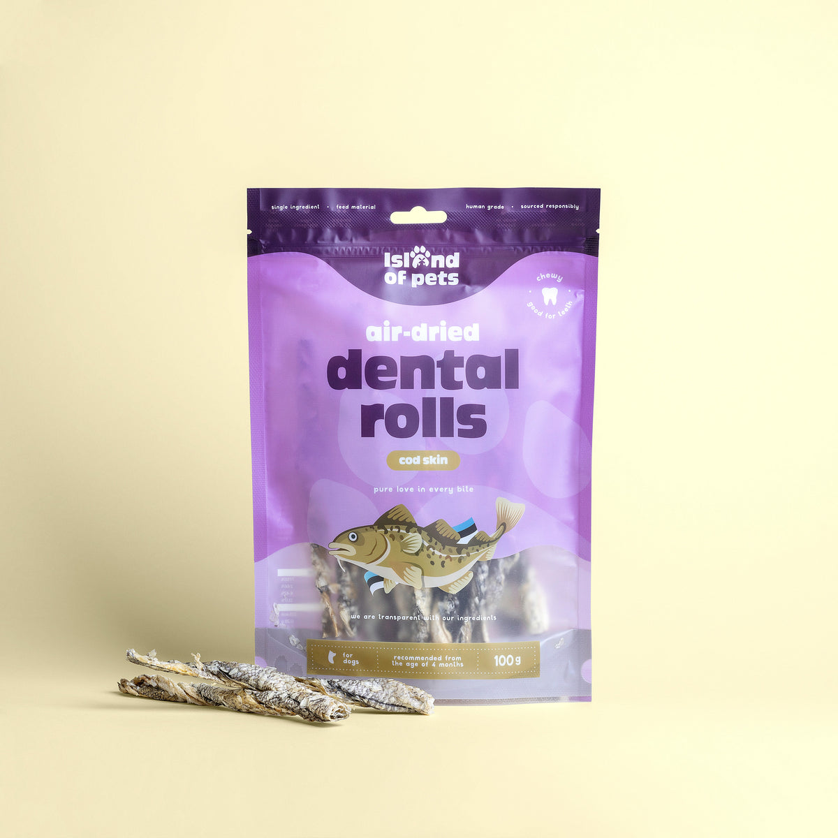 Rulouri dentare din piele de cod 100g
